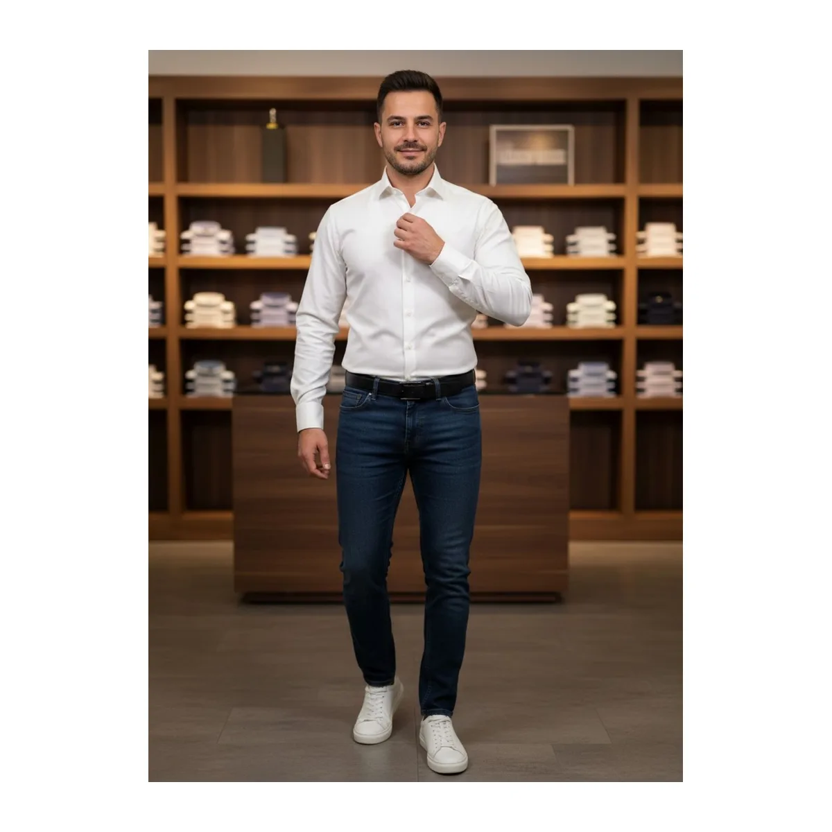 Erkek Beyaz %100 Pamuk Gömlek (DNF081/V1)